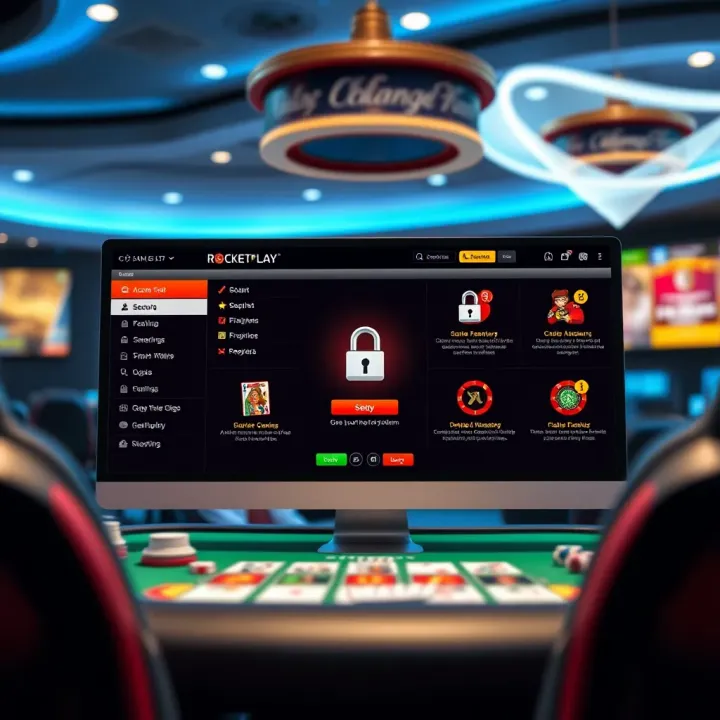 Visual representation of user-friendly interface highlighting account setup and security features on RocketPlay.com