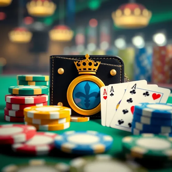 Illustration of casino chips, cards, and a digital wallet representing secure deposits and withdrawals