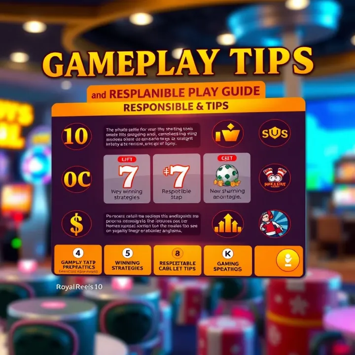 Illustration of gameplay tips highlighting winning strategies and responsible play icons