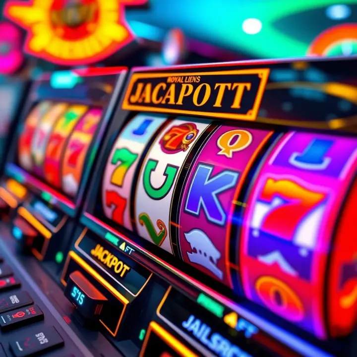 Colorful slot machine reels displaying various symbols with a jackpot notification