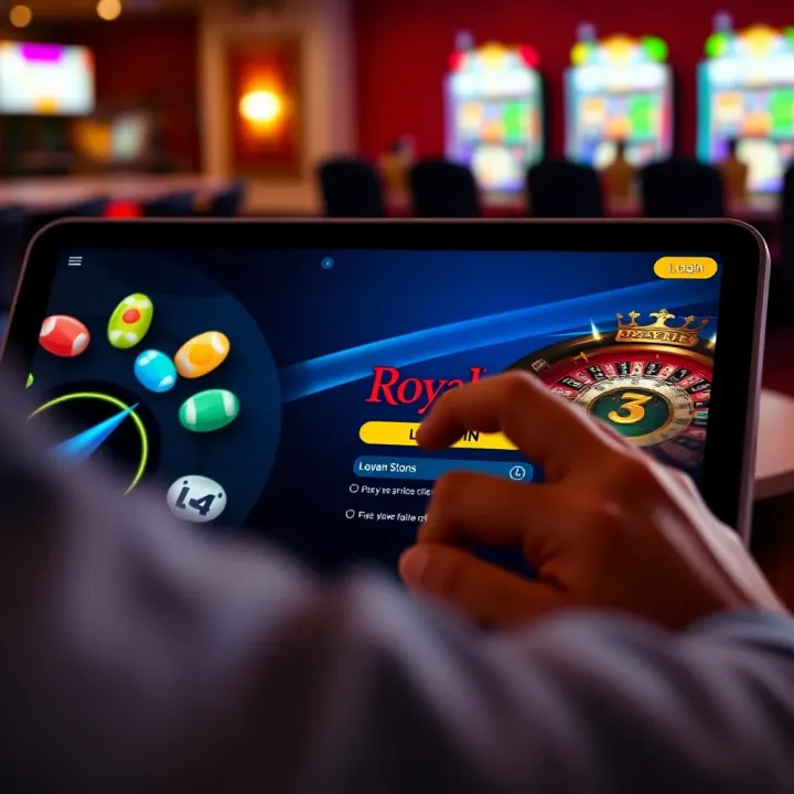 User logging into the Royal Reels 3 online casino platform on a digital device