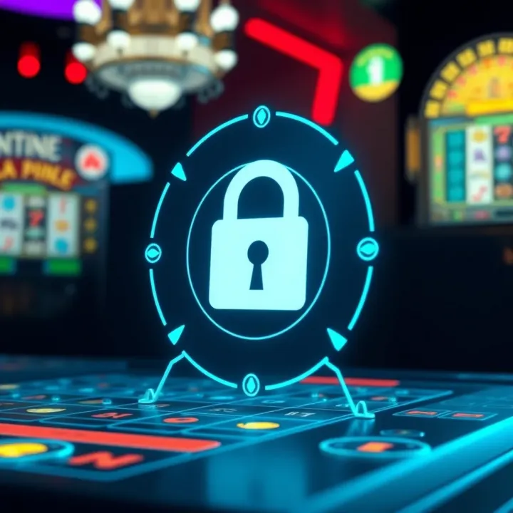 Secure online casino platform with padlock icon, showing encryption and safe gaming environment