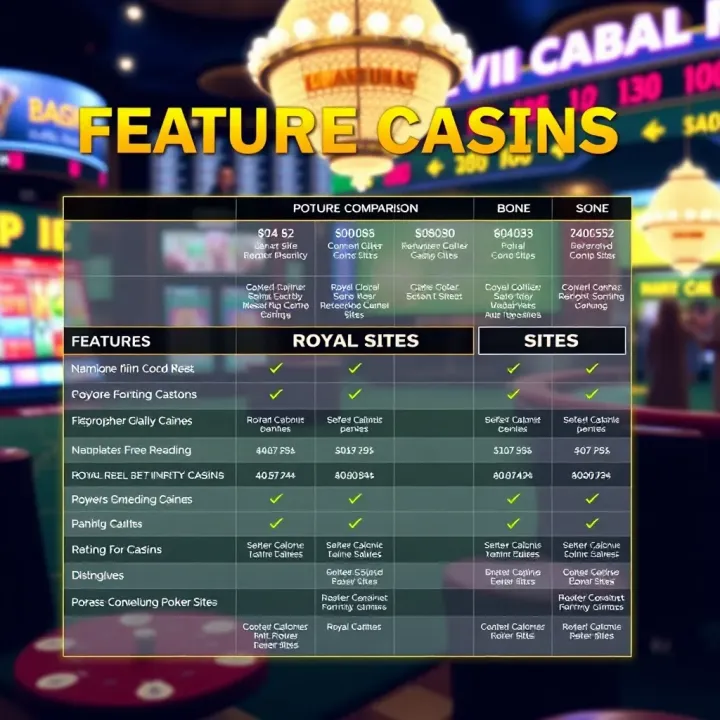 Comparison chart highlighting features and unique offerings of Royal Reels and its related platforms