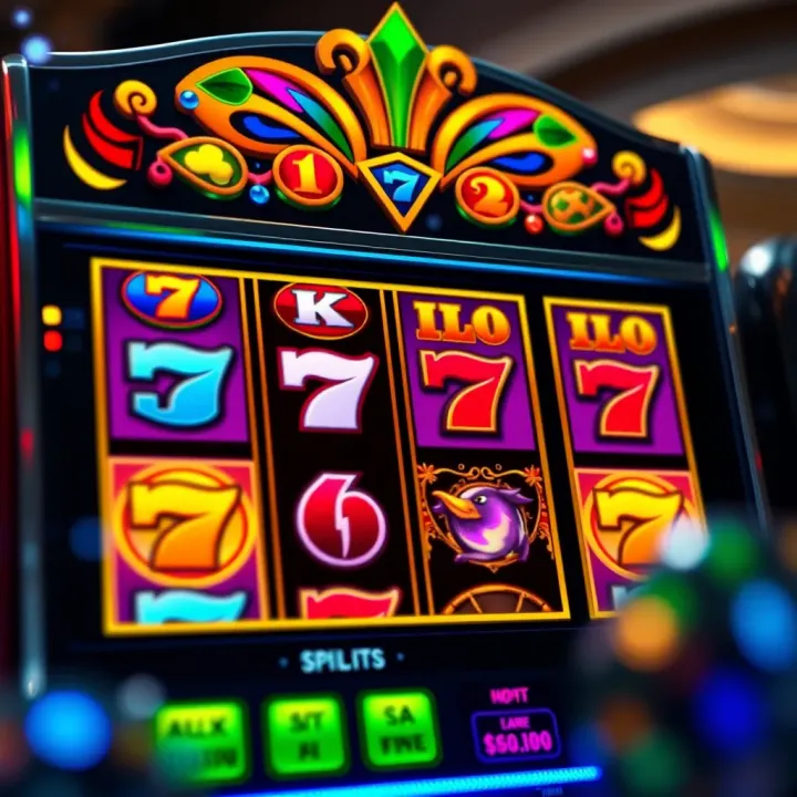 Colorful online slot machine interface featuring vibrant symbols and spinning reels