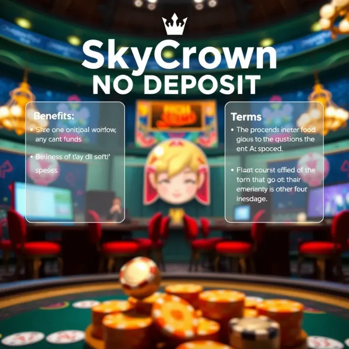 Graphic illustrating benefits and terms of SkyCrown no deposit bonus for Australian players