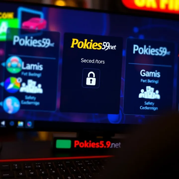 Secure login screen and responsible gambling icons symbolizing safety and user well-being