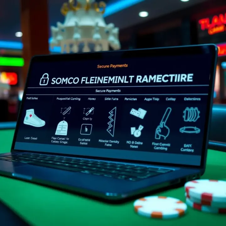 Graphic depicting secure online payment methods and responsible gambling icons