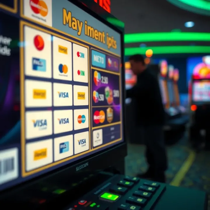 Secure digital payment options displayed on a screen for real money gambling transactions
