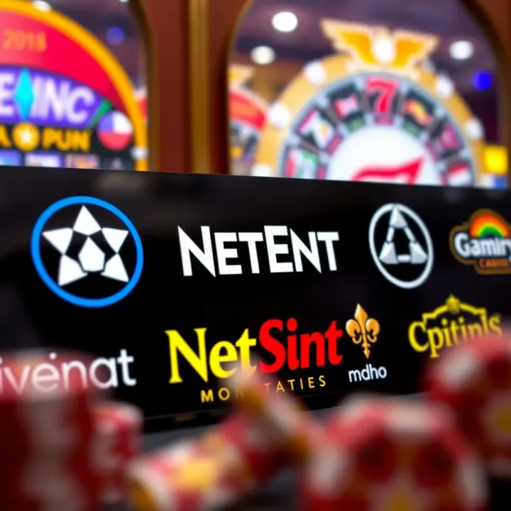 Selection of logos from top online casino software providers offering pokies similar to popular titles