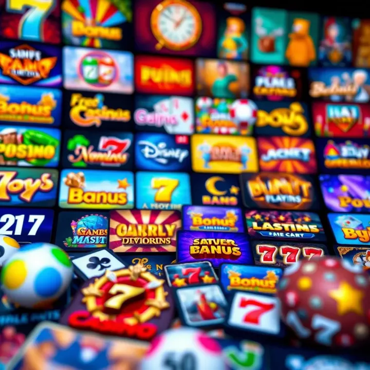 Colorful assortment of online casino game icons representing diverse game selection
