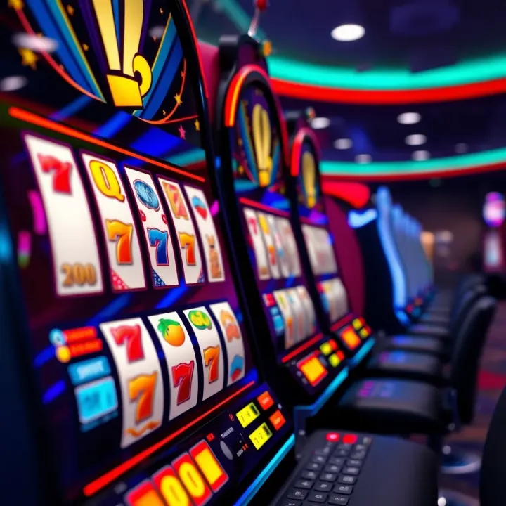 Online casino slot machine with spinning reels and vibrant symbols