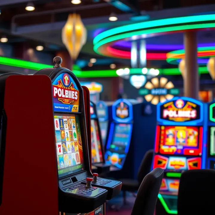 Electronic gaming machine with colorful lights in a lively Australian venue