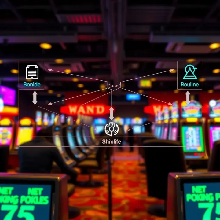 Diagram illustrating the technical structure and network connections involved in pokies net online gaming platforms
