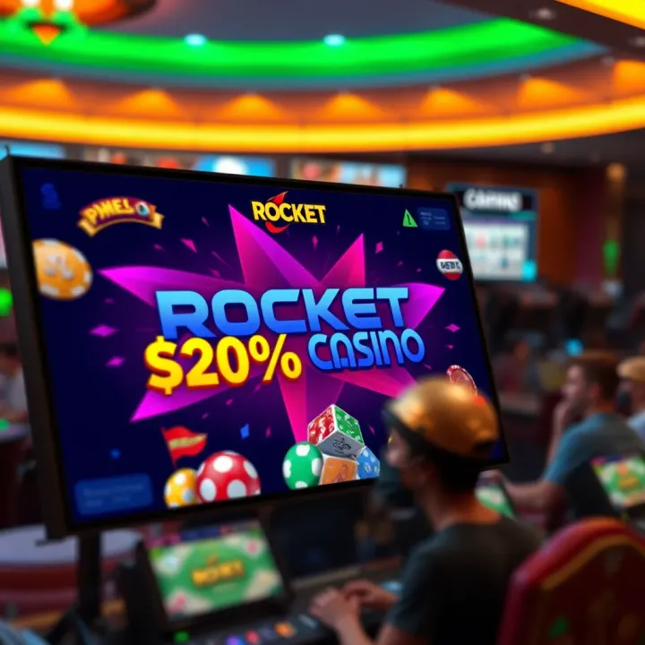 Visualizing Rocket Casino Bonus Codes and Gaming Rewards Rocket Casino bonus codes displayed on a vibrant digital interface with gaming elements