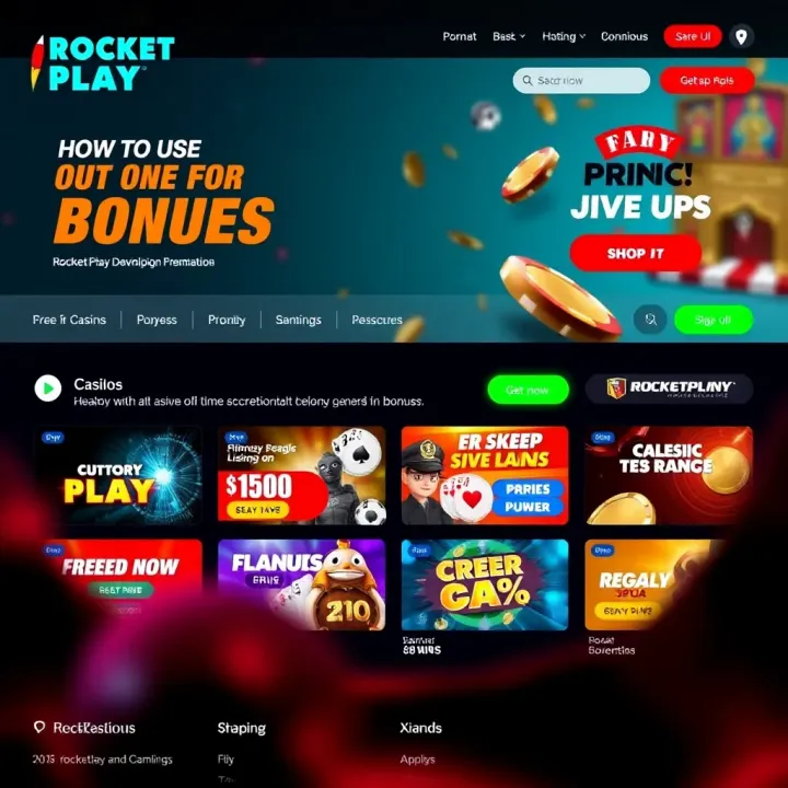 Rocketplay Casino Promotional Offers Overview Rocketplay casino homepage showcasing promotional banners and bonus offers