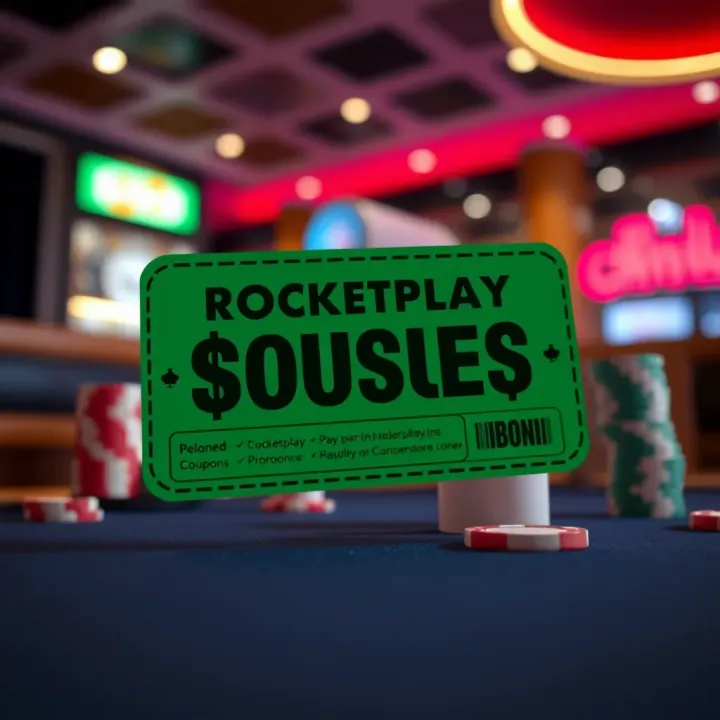 Illustration of a digital coupon code representing Rocketplay no deposit bonus offers