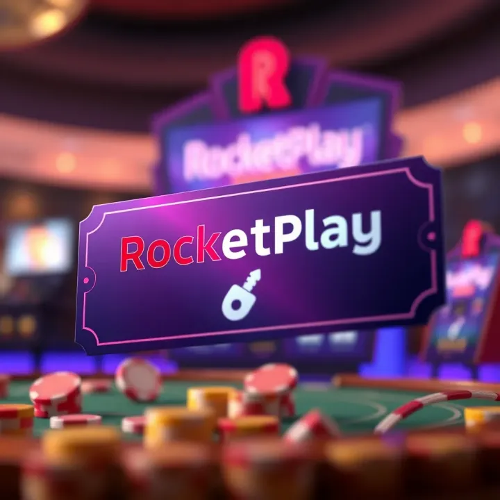 Illustration of a digital voucher with a key symbol representing RocketPlay no deposit codes