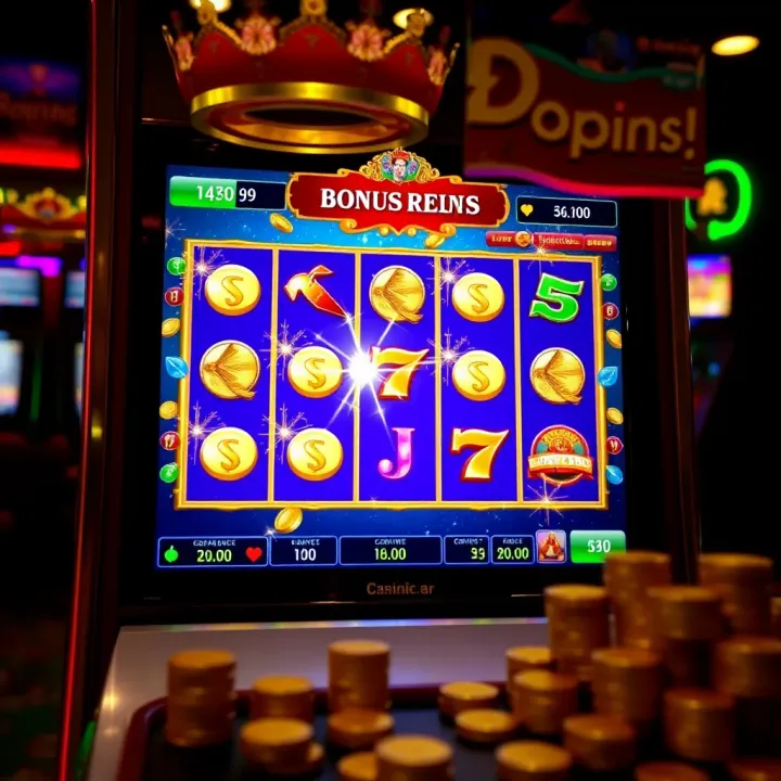 Gameplay screen showing engaging bonus round with sparkling coins and multipliers