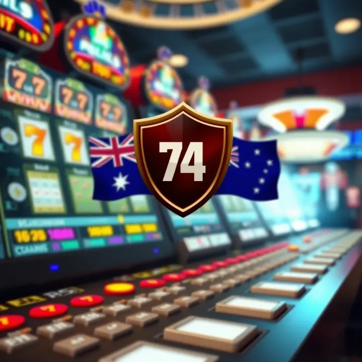 Secure online gaming platform with safety shield icon and Australian flag