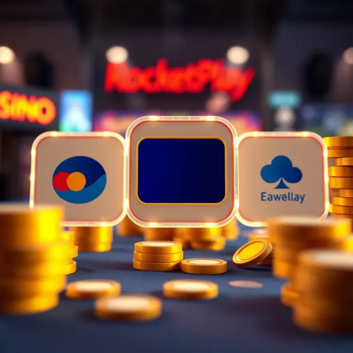 Payment methods icons representing credit cards, e-wallets, and bank transfers available at Rocketplay Casino